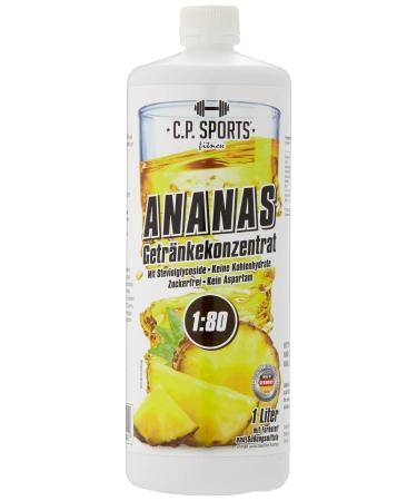 C.P.Sports beverage syrup for mineral drink i syrup sugar-free for vital drink pineapple with vitamins i beverage concentrate for mixing with water for sports drink i 1 liter + pump dispenser pineapple 1 l (1 Pack)