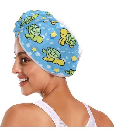 Small Green Turtles Hair Towel 2 Pack | Super Absorbent Quick Dry Hair Turbans for Women & Girls - Buy Online on GoSupps.com