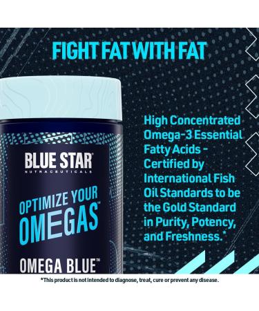 Blue Star Nutraceuticals OMEGA BLUE - Omega-3 Essential Fatty Acids w/Vitamin E | High Concentrated and Lab Tested | Support Good Health Cognitive Function Skin and Hair - 90 Softgels - Buy Online on GoSupps.com