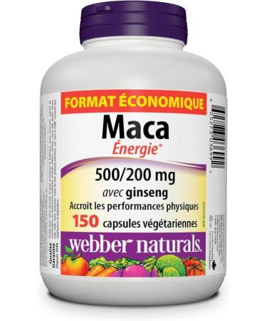Webber Naturals Maca Energy with Ginseng 150 Capsules Vegan 150 count (Pack of 1) Herbal Supplement - Buy Online on GoSupps.com