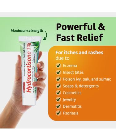 De La Cruz Hydrocortisone Cream 1% with Aloe Vera - Maximum Strength Anti Itch Cream for Dry Skin Redness Dermatitis Eczema & Rashes - 1 OZ (28g) - International Shipping Available - Buy Online on GoSupps.com