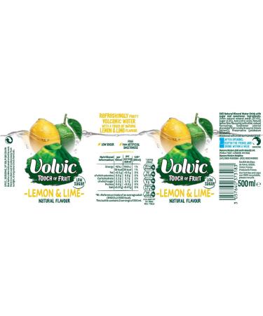 Volvic Touch of Fruit Natural Low Sugar Flavored Water Lemon & Lime 500ml Pack of 12 - Buy Online on GoSupps.com