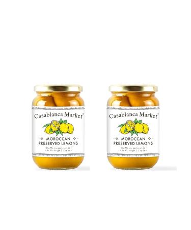 CASABLANCA MARKET Moroccan Preserved Lemons  Authentic Moroccan Preserved Lemons in Jar  Whole Non-GMO Preserved Lemon  Preserved Lemons for Couscous or Tagine Pot for Moroccan Cooking (2 pack, 13oz)