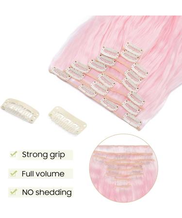 S-noilite 24 Inch Curly Light Pink Clip In Hair Extensions - 8pcs Full Head Extension Set in 60 Colors for Sexy Fashion Choice | 43-66cm Length - Buy Online on GoSupps.com