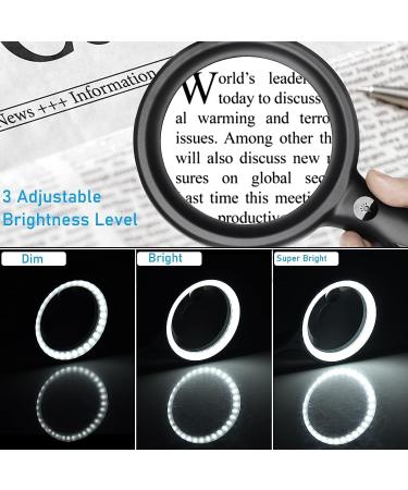 LED Magnifying Glass with Light - 60X Handheld Magnifier USB Charging 3 Modes - Ideal for Seniors Children Jewelers & Hobbies - Black - Buy Online on GoSupps.com