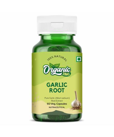 ORGANIC ZING Garlic Root Extract 600mg Capsules 60 Veg Capsules Allium sativum Plant-Based Nutraceutical Supplement Daily Herbal Capsule
