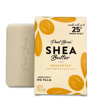 Peet Bros | Shea Butter Moisturizing Soap Bar | Always Palm Oil-Free | 5 oz - Unscented Shea Unscented Single