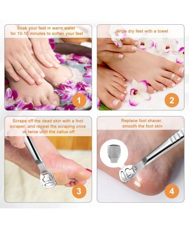 Stainless Steel Hornhaut Hobel Foot Scraper Set - Corn al Remover & Pedicure Tools with 10 Replacement Blades for Effective Hard Skin & Heel Care - Buy Online on GoSupps.com