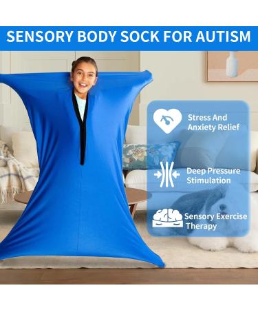 Body Sock Sensory Kids Adults 65"x29" Full Body Wrap Sensory Sock Stretchy Body Sock to Relieve Stress Self-Claming Relaxing for Children Adult with Autism (Blue XL/163-191cm) - Buy Online on GoSupps.com