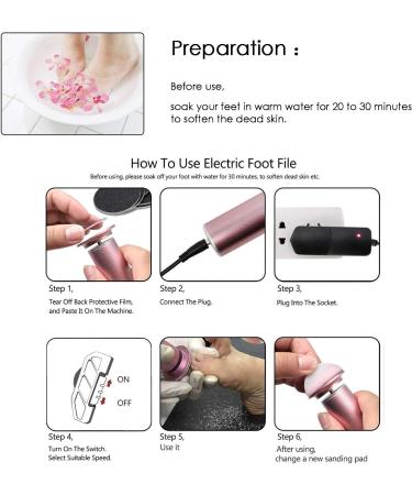 Speed Adjustable Electric Foot File Hard Skin Remover with 60pcs Sandpaper Disks - Professional Pedicure Callus Remover (Pink) - Buy Online on GoSupps.com