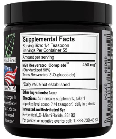 M98 Complete Resveratrol 25g - Premium Antioxidant Supplement | RevGenetics - Fast International Shipping - Buy Online on GoSupps.com