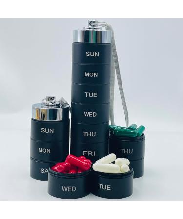 Waterproof Metal Pill Box - 7-Day Aluminum Pill Organizer for First Aid & Medicine (Black) | International Shipping Available - Buy Online on GoSupps.com