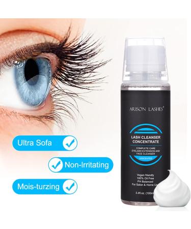 Eyelash Cleaner Concentrate 100ml Set | Paraben & Sulfate Free | For Extensions & Natural Lashes | Salon & Home Use | Makeup Remover | Unscented - Buy Online on GoSupps.com