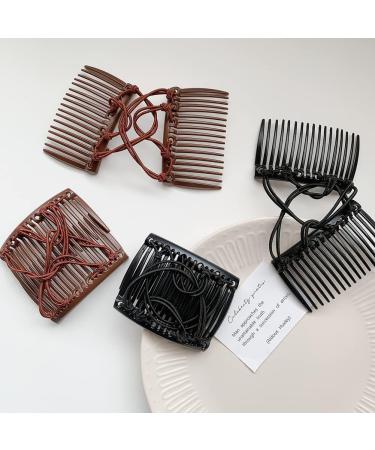 2 Pcs Plastic Double Hair Combs Adjustable Elastic Hair Comb Easy Hair Bun Comb Stretchy Double Comb Hair Clip for Curly Thick Wavy Hair - Buy Online on GoSupps.com