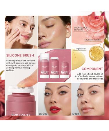 Rose Face Makeup Remover Cream - Nourishing Balm with Silicone Brush for Deep Cleansing & Moisturizing | Gentle & Soothing Skin Care - Buy Online on GoSupps.com
