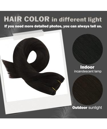 Moresoo 14 Inch Darkest Brown Human Hair Weft Extensions - 100g/Pack #2 | Sew in Brown Human Hair Extensions - Buy Online on GoSupps.com