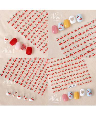 Fruit Nail Art Stickers - 3D Self-Adhesive Decals for Manicure - Summer Lemon Cherry Orange Grapefruit - Nail Decoration for Women and Girls - 3 Sheets - Buy Online on GoSupps.com
