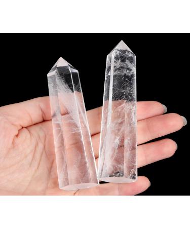 XIANNVXI 4" Large Clear Quartz Crystal Point Hexagonal Clear Quartz Crystal Wand Crystal Tower Natural Gemstone for Reiki Balancing Meditation Accessories Wichcraft Supplies 1PC Z - 4" Clear Quartz