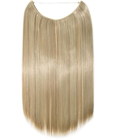 Hair Extensions no Clip Invisible Wire Adjustable Secret Rubber Band Hairpiece Real Natural Synthetic Fibre Hair 20 inch Straight Sandy Blonde & Bleach Blonde - Buy Online on GoSupps.com
