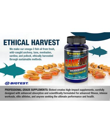 Biotest Flameout Inflammation Scavenger - 5500mg Omega-3 Fish Oil Supplement - Pharmaceutical Grade DHA & EPA - Promotes Brain & Heart Health - 90 Softgels - Buy Online on GoSupps.com