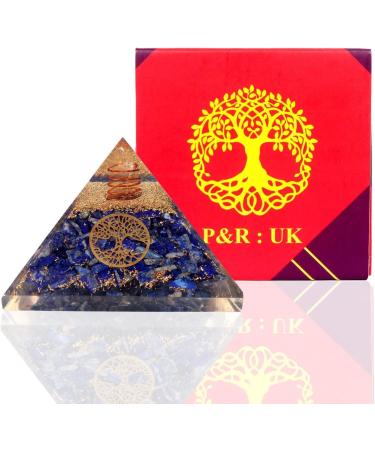Tree of Life Lapis Lazuli Orgonite Pyramid - Handmade Crystal for Positive Energy and Balance in Home or Office Decor - Buy Online on GoSupps.com