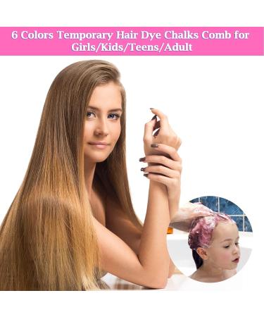 Qivange Hair Chalk Comb 6 Pcs - Temporary Non-Toxic Hair Coloring for Kids - Ideal for Cosplay, Halloween, Carnival - Birthday Party Gifts for Girls and Boys - Buy Online on GoSupps.com
