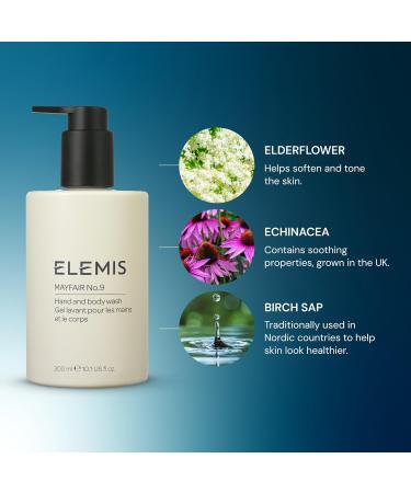 ELEMIS Mayfair No.9 Hand & Body Wash Cleanses Hydrates and Refreshes 95% Biodegradable PEG- and SLS-Free Refillable + Recyclable Bottle 300ml 1 Fl Oz (Pack of 1) - Buy Online on GoSupps.com