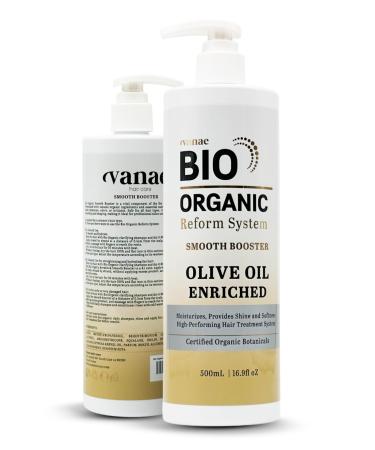 Vanae Bio Organic Smooth Booster - Natural Hair Smoothing Spray for Curly and Frizzy Hair - Organic Anti-Frizz Treatment with Argan Oil and Keratin for Frizz Control and Shine - 500ml