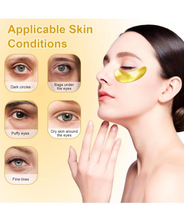 24k Gold Under Eye Patches - 20 Pairs for Dark Circles & Puffiness | Collagen Eye Masks for Bags & Tired Eyes - Buy Online on GoSupps.com