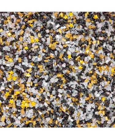 New Years Sprinkles for Cookie Decorating Fancy Sanding Sugar Sprinkles for Cake Decorating Edible Cake Decorations Ice Cream Toppings Cake Sprinkles in White Silver Black Gold Sprinkles for Baking Ball Drop