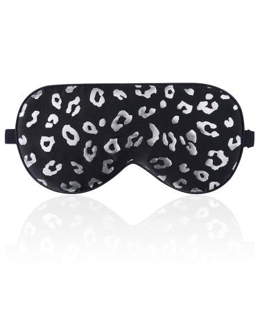 100% Silk Sleep mask with Adjustable Strap Comfortable and Super Soft Eye mask Ultimate Sleeping aid blindford silverleopard