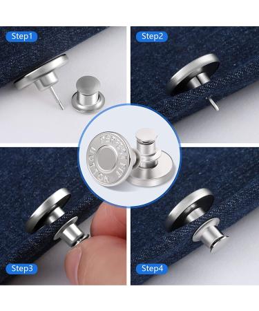 Adjustable Metal Jean Buttons Pins - 12 Sets for Loose Jeans - No Sew Instant Replacement - Snap Tack Pants Button Tightener by Ceryvop - Buy Online on GoSupps.com