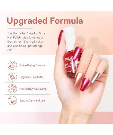 MIZHSE Chrome Nail Polish - Long-Lasting Rose Gold Mirror Effect Quick-Dry Reflective Nail Color for Stunning Nail Art - 0.53oz Premium Quality - Buy Online on GoSupps.com