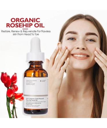 100% Organic Rose Seed Oil Rosehip Oil for Face Rose Essential Oil Body Oil for Women Anti Aging Serum for Face Organic Rosehip Oil Rose Hip Oil for Skin Rosehip Seed Oil for Face Skin Hair Nails - Buy Online on GoSupps.com