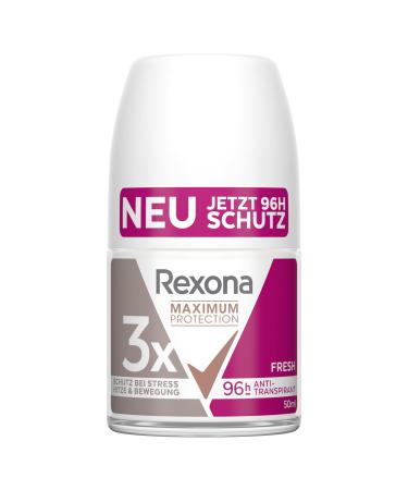 Rexona Rexona Maximum Protection Fresh Roll-On Deodorant Antiperspirant with 3 layers of protection against stress heat and movement. Extreme 96-hour protection. 50 ml