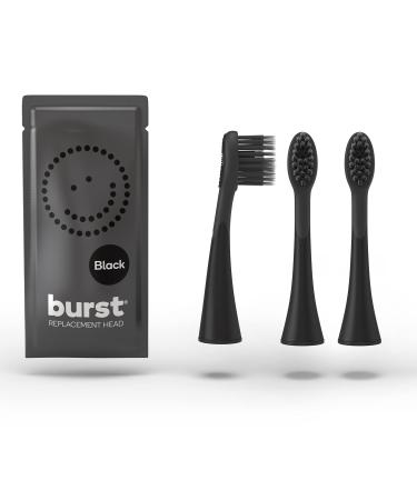 BURST Toothbrush Heads - Genuine BURST Electric Toothbrush Replacement Heads for BURST Sonic Toothbrush  Charcoal Soft Bristles for Deep Clean, Stain & Plaque Removal - 3-Pack, Black