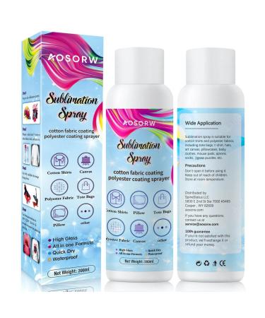 AOSORW 200 ml Sublimation Spray for Cotton Shirts  Sublimation Coating Spray for T-Shirts  Canva  Poly T Plus Sublimation Supplies for Cotton  Canvas  Polyester Fabric  Quick Dry  High Gloss white