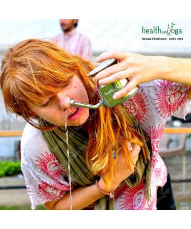 HealthAndYoga(TM) SteloKleen Superior Neti Pot Learner - Improver Kit - Unbreakable Stainless Steel Pot - Smooth Leak Plug Nose Tip - Pure Salt 25 Pieces - Buy Online on GoSupps.com
