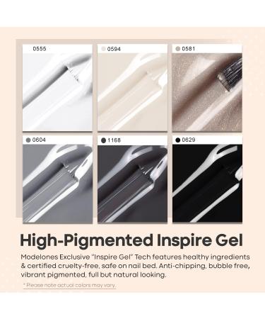 Modelones White Black Gel Nail Polish Set - 6 Colors Black Milky White Neutral Nude Grey Glitter Spring Gel Nail Polish Kit Soak Off UV Gel Kit Gel Nail Art Gift for Women - Buy Online on GoSupps.com