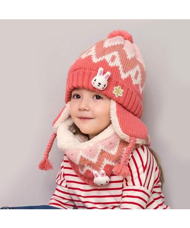 DORRISO Cute Kids Caps Scarf Set - Autumn Winter Knitted Beanies Hat for Girls Boys in Pink - Buy Online on GoSupps.com