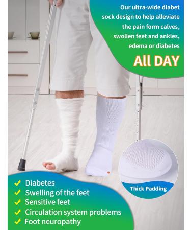 2 Pairs Wide Diabetic Socks for Men & Women | Non-Binding Loose Fit Plus Size Edema & Lymphedema Socks - Comfortable Support for Swollen Feet & Ankles - All Black - Buy Online on GoSupps.com