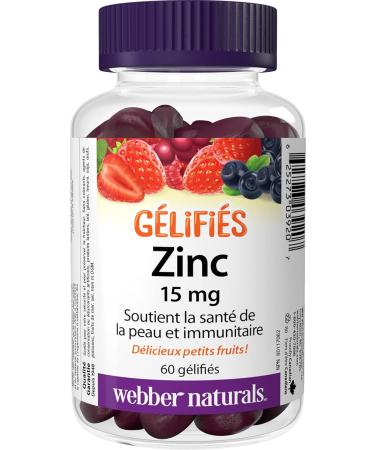 Webber Naturals Zinc Gluconate Gummy 15 mg 60 Gummies For Healthy Skin and Immune Support - Buy Online on GoSupps.com