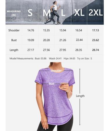 Abrooical Women's Short Sleeve Workout Shirt - Crewneck Sports Yoga Running Tee - Large Purple - Buy Online on GoSupps.com