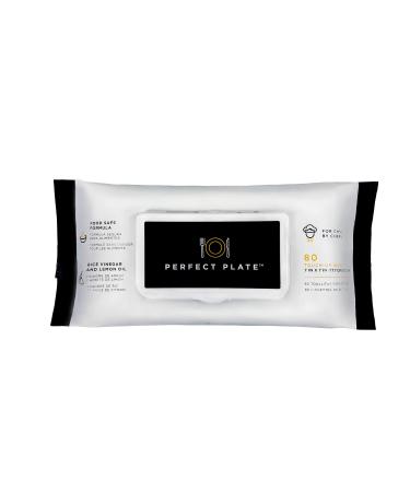 Perfect Plate Vinegar Cleaning Wipes Pack of 80 Wipes 7"x7" Wipes Size Effectively touch up and clean the edges around the plate (1 Pack)