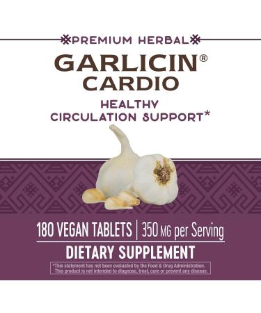 Nature's Way Garlicin Cardio 350mg - 180 Vegan Tablets for Heart Health - Buy Online on GoSupps.com
