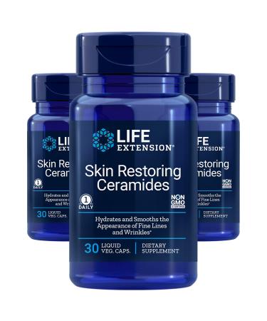 Life Extension Skin Restoring Ceramides 30 capsules - Pack of 3 30 Count (Pack of 3)