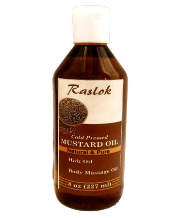 Raslok Mustard Oil | Brassica Juncea | Mustard Seed Oil | Unrefined | For Hair Growth | For Skin | For Massage | 100% Pure Natural | Cold Pressed Mustard Oil 8 fl oz