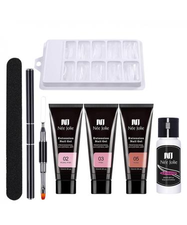 3 colors gel nail extension nail gel set gel nail extension gel quick extension building acrylic nail gel for technician starter diy salon kit unit size # 02