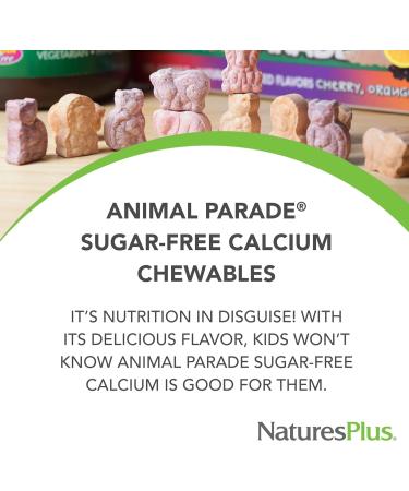 NaturesPlus Animal Parade Sugar-Free Children's Calcium & Magnesium Chewable Tablets - Vanilla Sundae Flavor - Pack of 2 - Gluten Free - 180 Servings - Buy Online on GoSupps.com