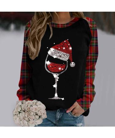 Womens Christmas Sweatshirt Snowman Penguin Print O-Neck Raglan Top - Wine XL - Buy Online on GoSupps.com